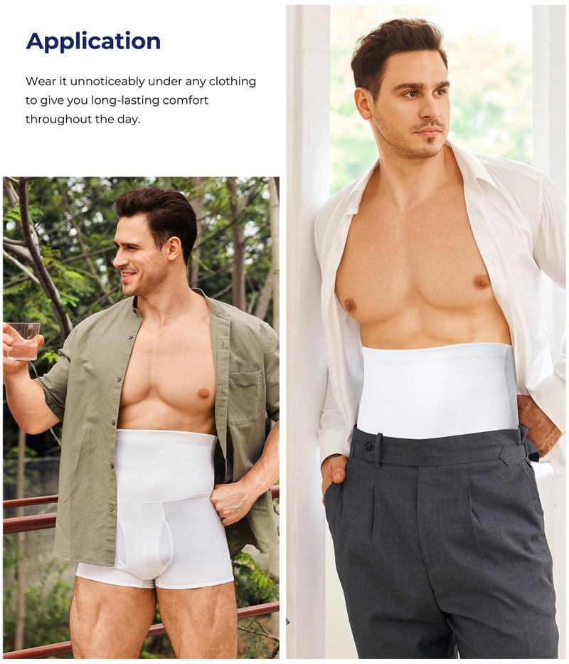 TAILONG Men Tummy Control Shorts High Waist Slimming Underwear Body Shaper Seamless Belly Girdle Boxer Briefs (White, X-Large) - Image 4